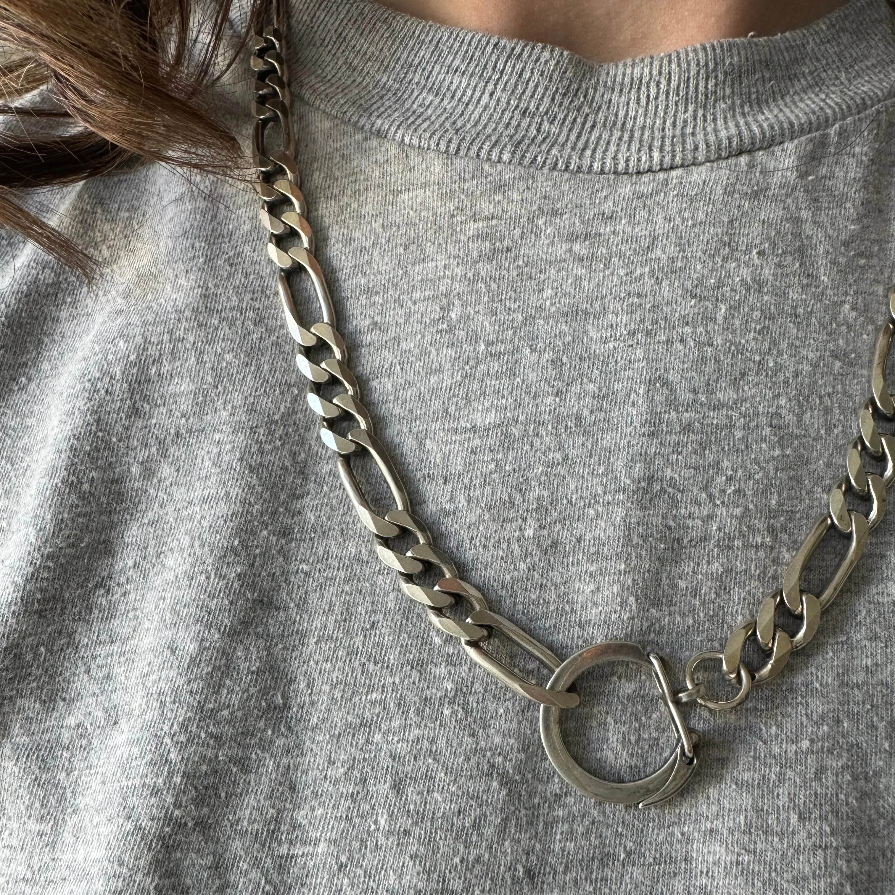 reimagined V I N T A G E // connected possibilities / sterling silver heavy figaro chain with connector clasp / 21, 52g