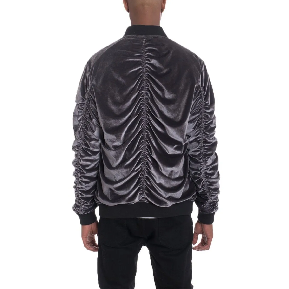 Silver Velour Bomber Jacket