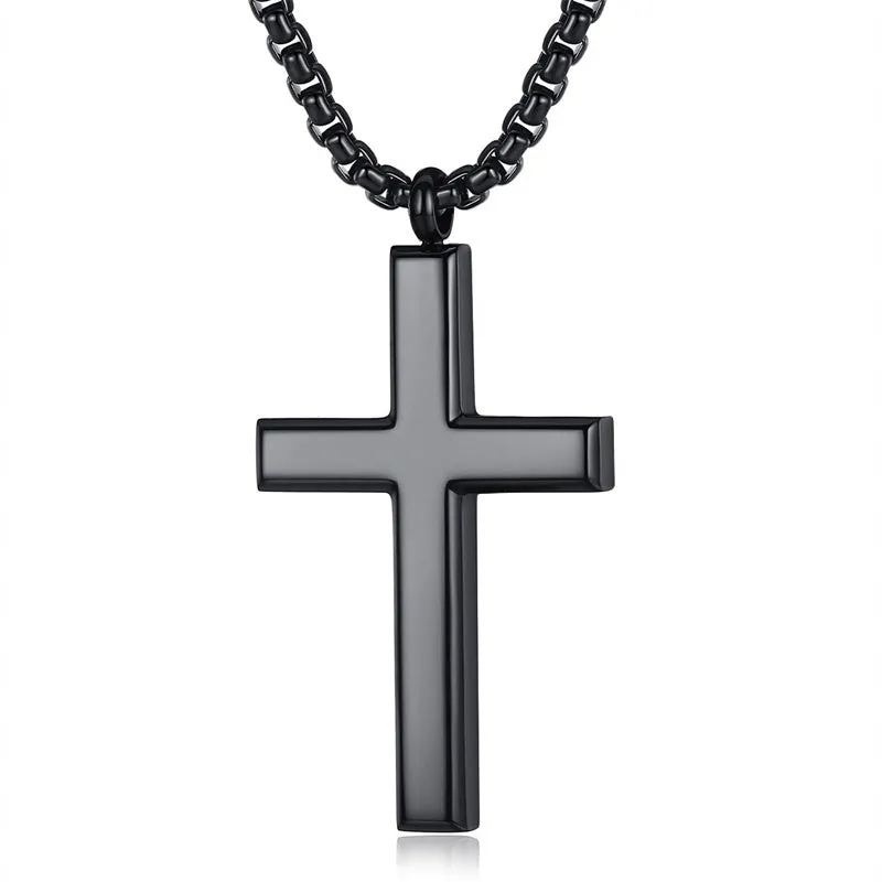 Stainless Steel Simple Men’s Stainless Steel Cross Pendant Chain Necklace for Men Women, 20-24 Inches Chain