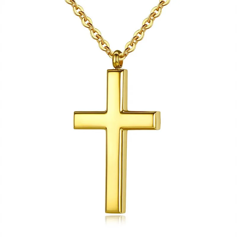 Stainless Steel Simple Men’s Stainless Steel Cross Pendant Chain Necklace for Men Women, 20-24 Inches Chain