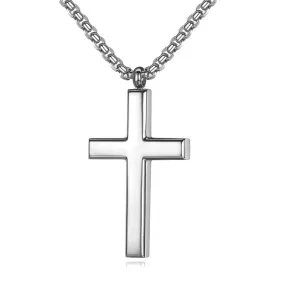 Stainless Steel Simple Men’s Stainless Steel Cross Pendant Chain Necklace for Men Women, 20-24 Inches Chain