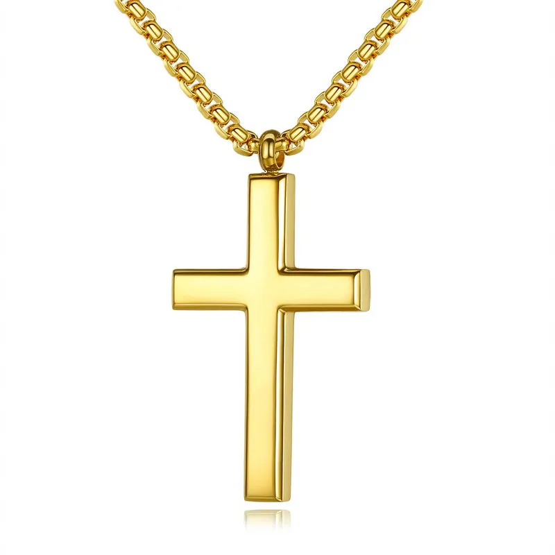 Stainless Steel Simple Men’s Stainless Steel Cross Pendant Chain Necklace for Men Women, 20-24 Inches Chain