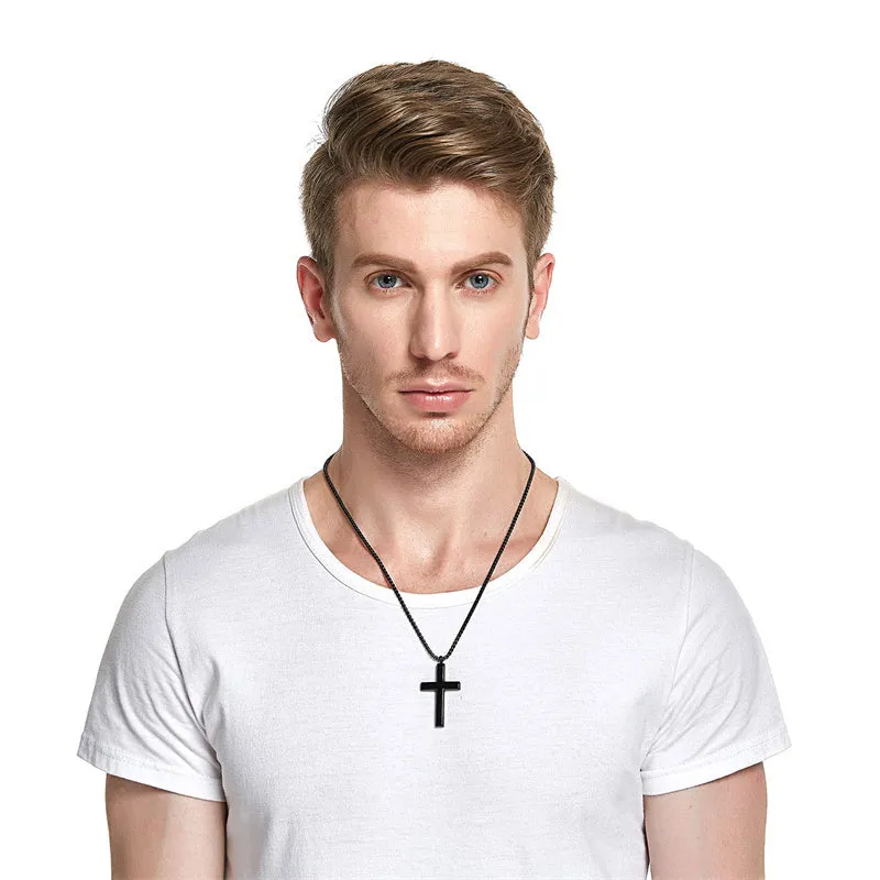 Stainless Steel Simple Men’s Stainless Steel Cross Pendant Chain Necklace for Men Women, 20-24 Inches Chain