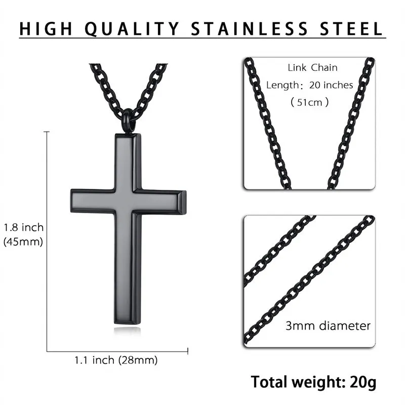 Stainless Steel Simple Men’s Stainless Steel Cross Pendant Chain Necklace for Men Women, 20-24 Inches Chain