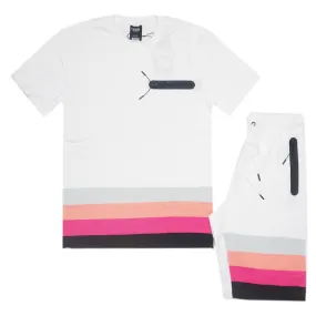 Sunset Stripe Short Set (Pink) /C6