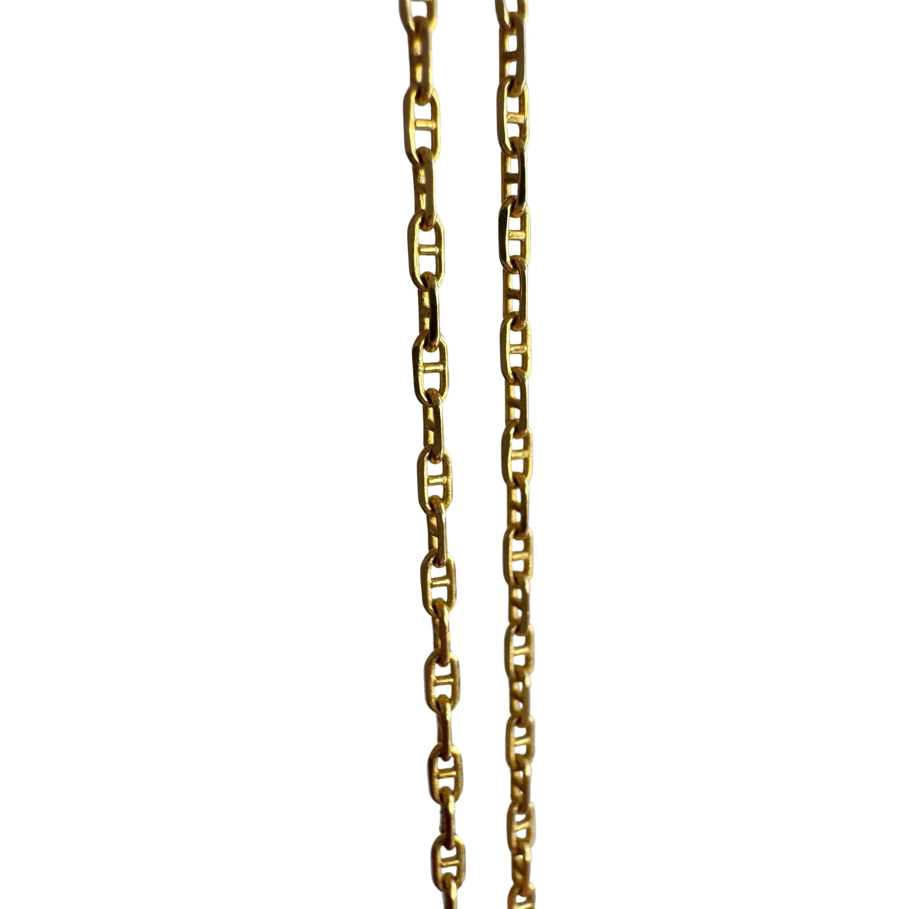 V I N T A G E // dainty anchor / 14k yellow gold dainty mariner anchor link chain / 16