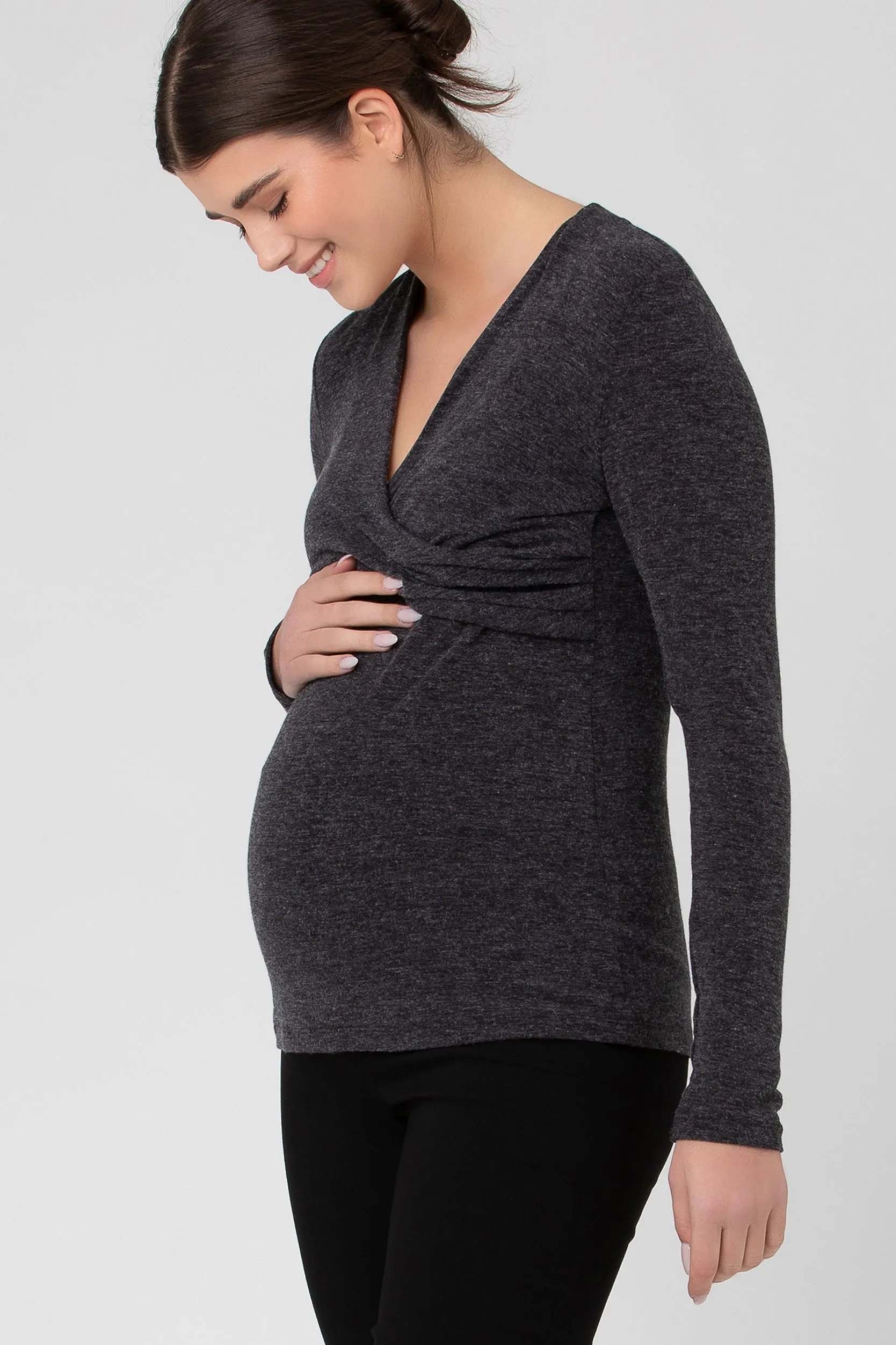 Zara Maternity Nursing Top Charcoal