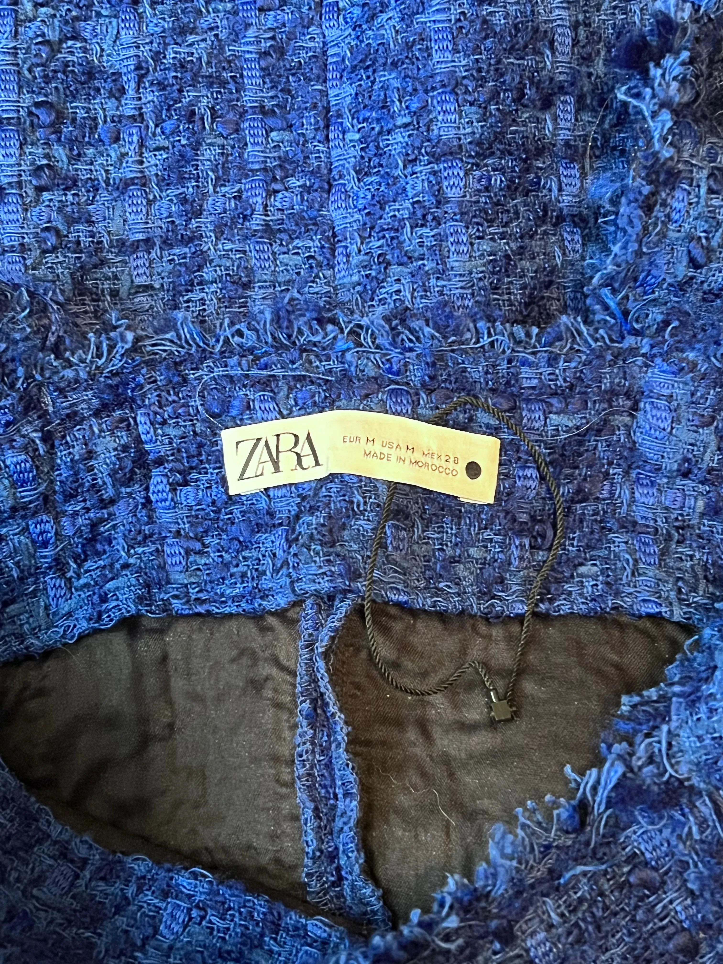 Zara Size M Blue Tweed Dress